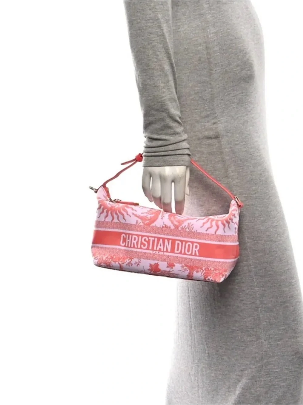 Dior Coral Toile Canvas Cosmetic Pouch/Bag